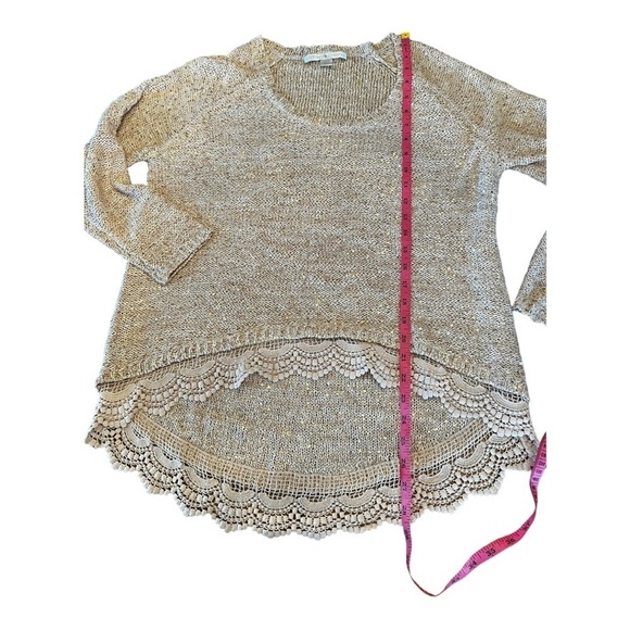 Boston Proper Sweater Tunic Lace Bottom Sequin size Medium - Picture 8 of 8